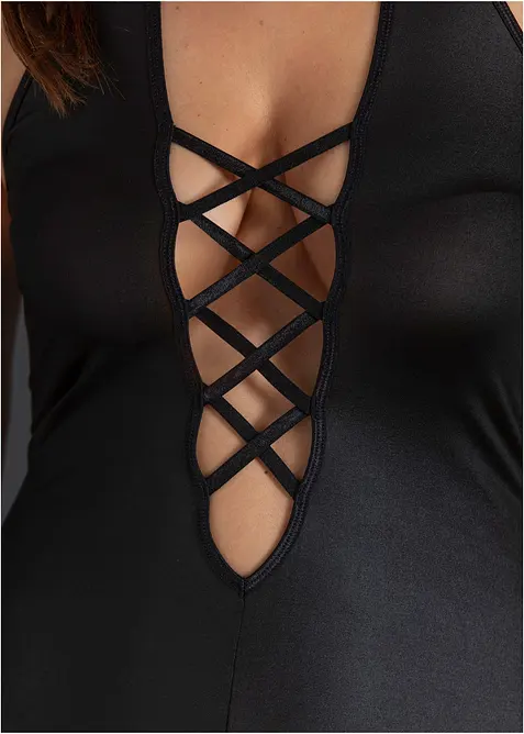 Sexy halter jurk in wetlook, bonprix