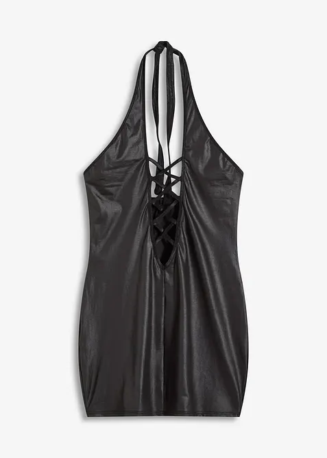 Sexy halter jurk in wetlook, bonprix