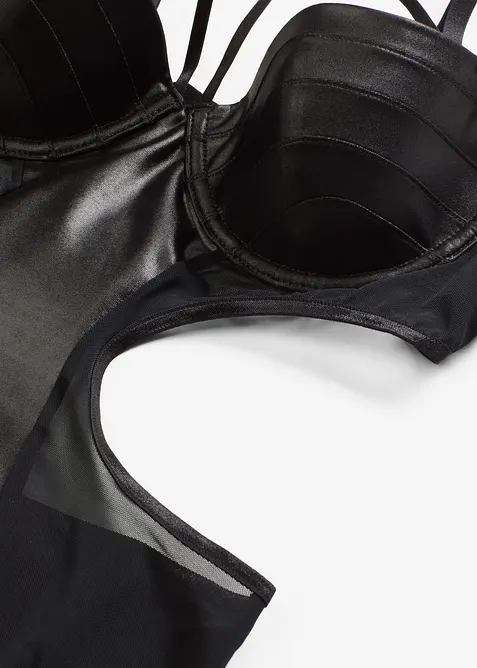 Stringbody ouvert met wetlook, bonprix