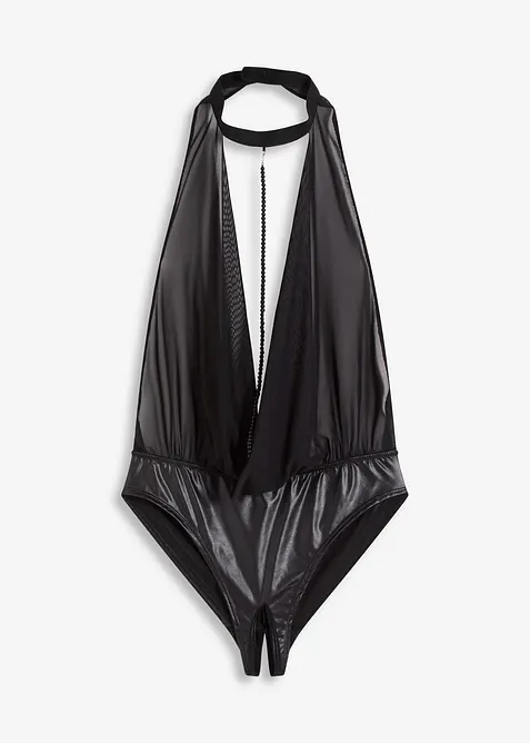 Stringbody ouvert in wetlook, bonprix