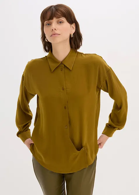 Overhemdblouse van soepel satijn, bonprix