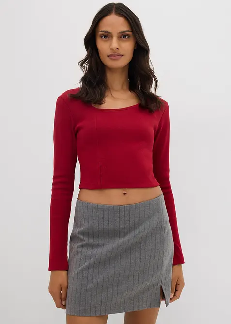 Kort geribd shirt, bonprix