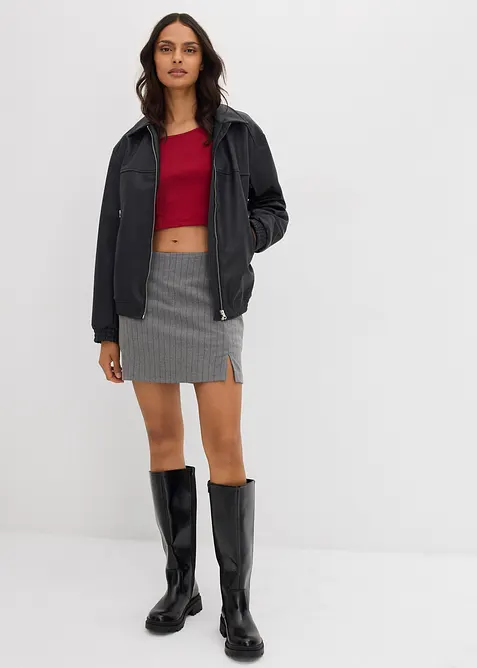 Kort geribd shirt, bonprix