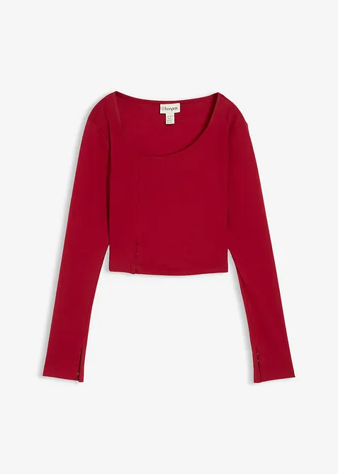 Kort geribd shirt, bonprix