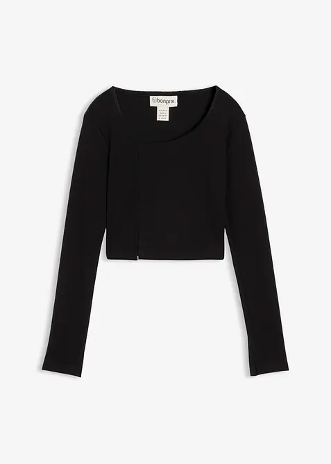 Kort geribd shirt, bonprix