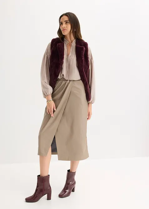 Tuniekblouse van glanzend satijn met biezen, bonprix