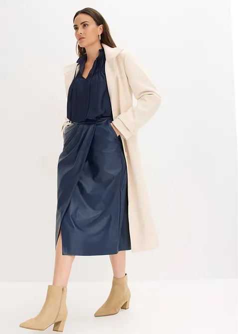 Tuniekblouse van glanzend satijn met biezen, bonprix