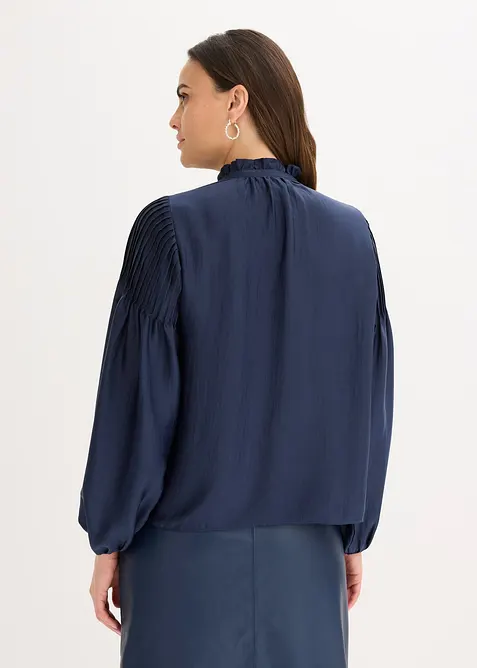 Tuniekblouse van glanzend satijn met biezen, bonprix