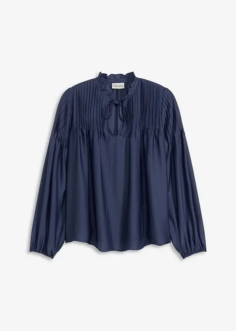 Tuniekblouse van glanzend satijn met biezen, bonprix