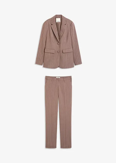Damespak met krijtstrepen (2-dlg.), bonprix