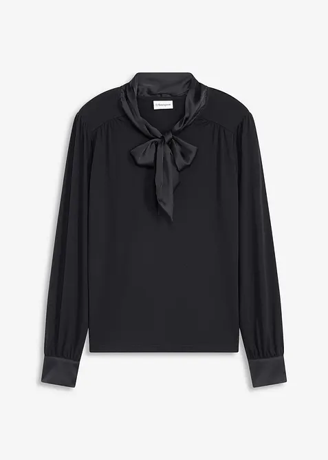 Shirt met viscose en satijnen strik, bonprix