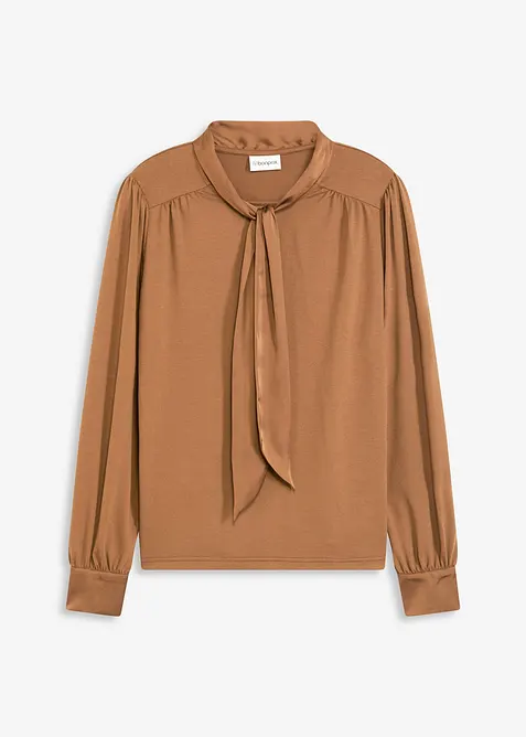 Shirt met viscose en satijnen strik, bonprix