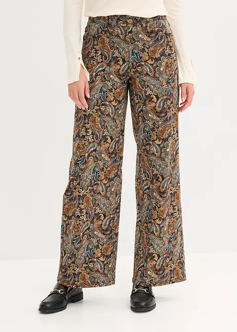 Wide leg stretch broek met katoen, bonprix