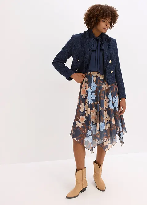 Midirok van chiffon met een asymmetrische onderkant, bonprix