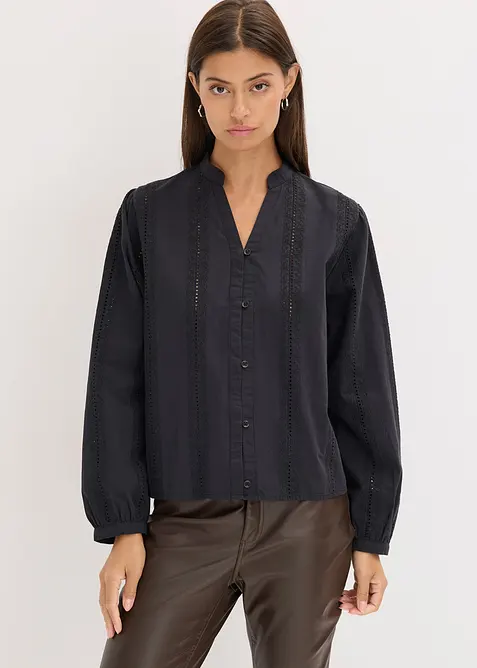 Blouse van katoen met details van kant, bonprix