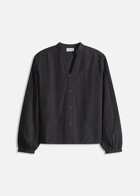 Blouse van katoen met details van kant, bonprix