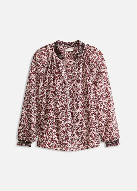 Gedessineerde chiffon blouse met borduursel, bonprix
