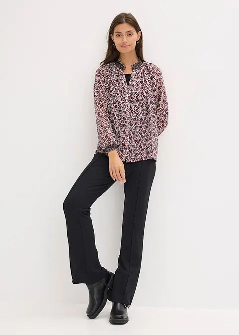 Gedessineerde chiffon blouse met borduursel, bonprix