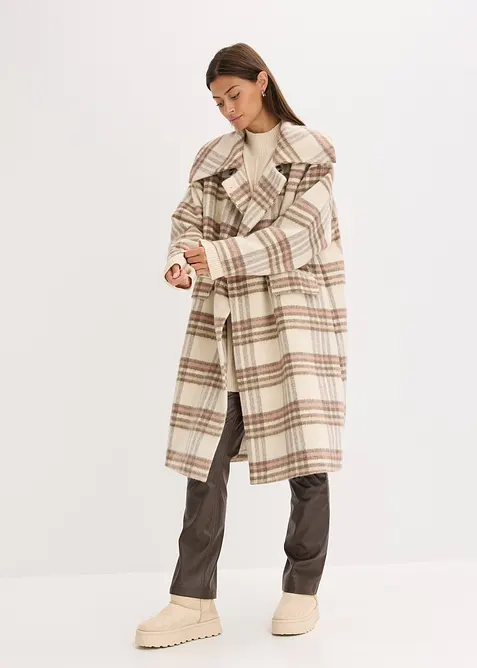 Lange oversized jas in een zachte wolmix, bonprix