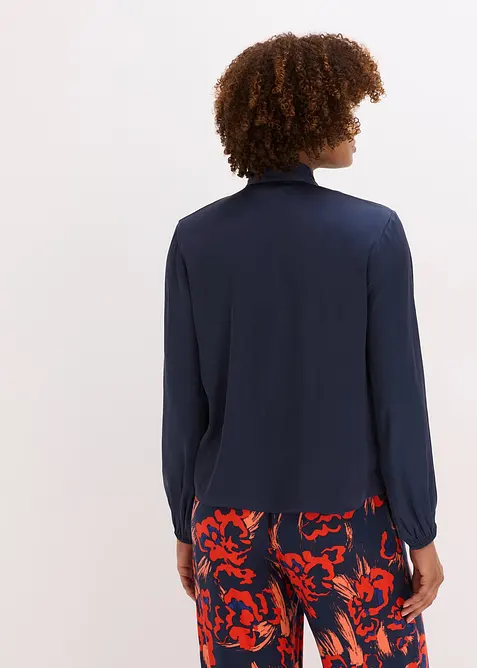 Blouse met strik van soepelvallend satijn, bonprix