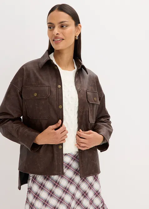 Overhemd van imitatieleer in used look, bonprix