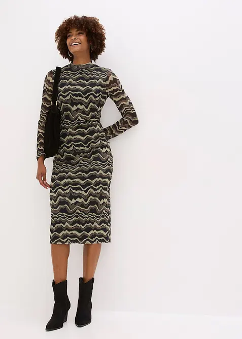 Midi jurk van zacht mesh, bonprix
