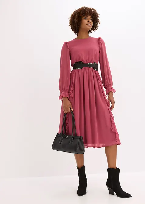 Chiffon jurk met volants, bonprix