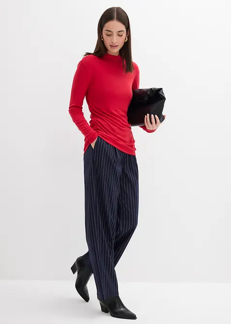 Geribd shirt met plooitjes, bonprix