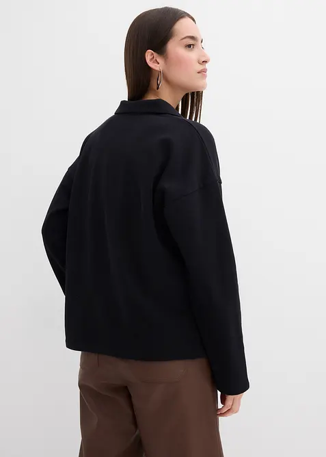 Sweater van biologisch katoen met gebreide polokraag, bonprix