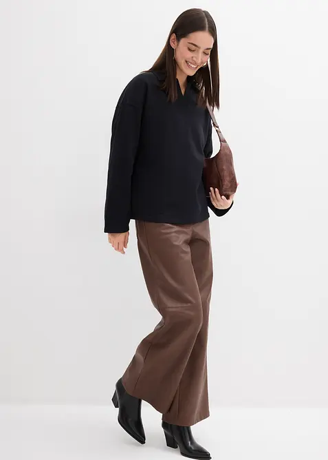 Sweater van biologisch katoen met gebreide polokraag, bonprix