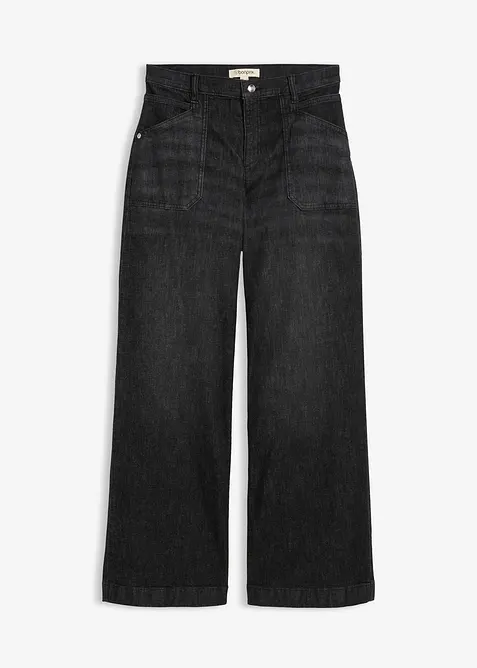 Wide leg jeans mid waist met opgestikte zakken, bonprix