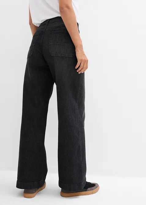 Wide leg jeans mid waist met opgestikte zakken, bonprix