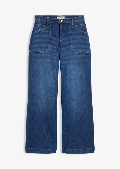 Wide leg jeans mid waist met opgestikte zakken, bonprix