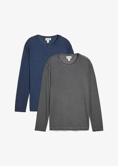 Longsleeve in gewassen look (set van 2), bonprix