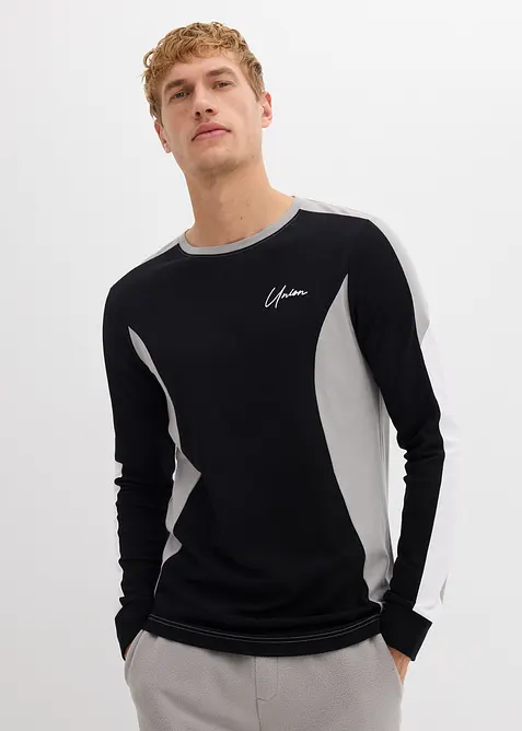 Longsleeve van elastische katoenmix, slim fit, bonprix