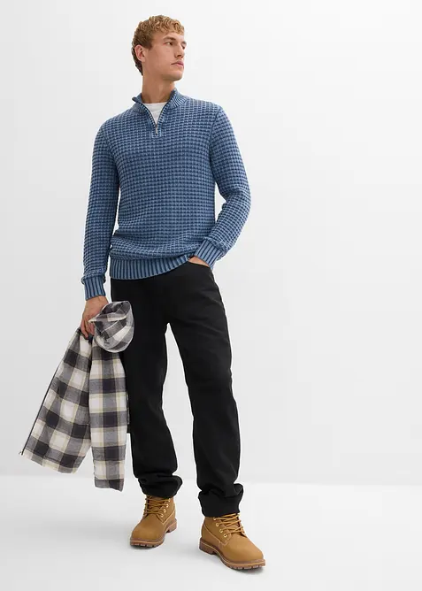 Gestructureerde grof gebreide trui in gewassen look met katoen, bonprix