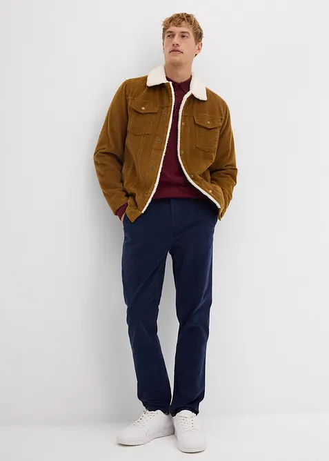 Regular fit stretch corduroy broek met biologisch katoen, tapered, bonprix