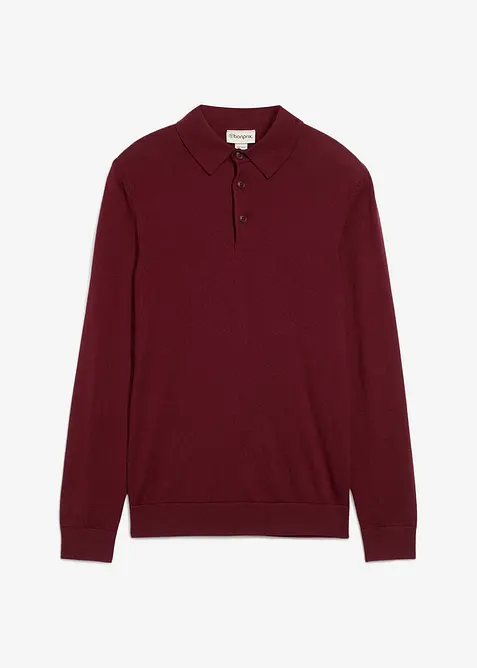 Fijngebreide polo-trui met prachtig merinowol, slim fit, bonprix
