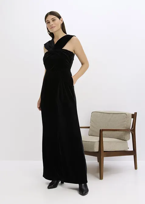 Jersey jumpsuit van soepelvallend fluweel, bonprix