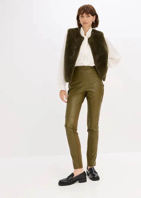 Imitatieleren broek in Punto di Roma mix, bonprix