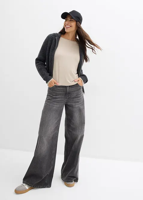 Oversized shirt in een soepele viscose-elastanmix, bonprix