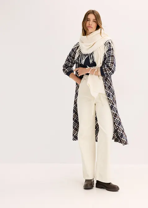 Wijde corduroy broek met strikkoord, bonprix