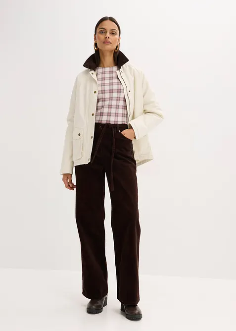 Wijde corduroy broek met strikkoord, bonprix