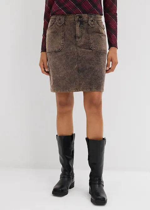 Korte corduroy rok in washed out look, bonprix