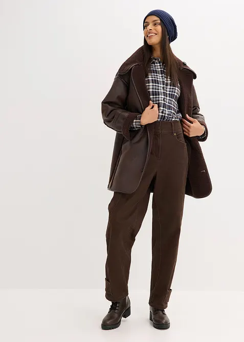 Twill broek met hoge band, bonprix