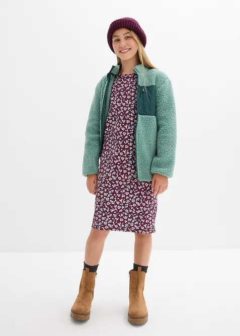 Geribde jersey jurk van puur katoen, bonprix