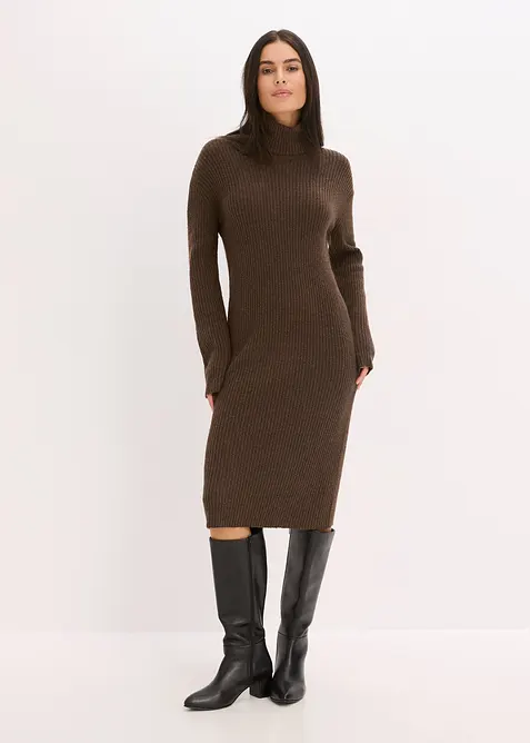 Gebreide jurk met een col, bonprix