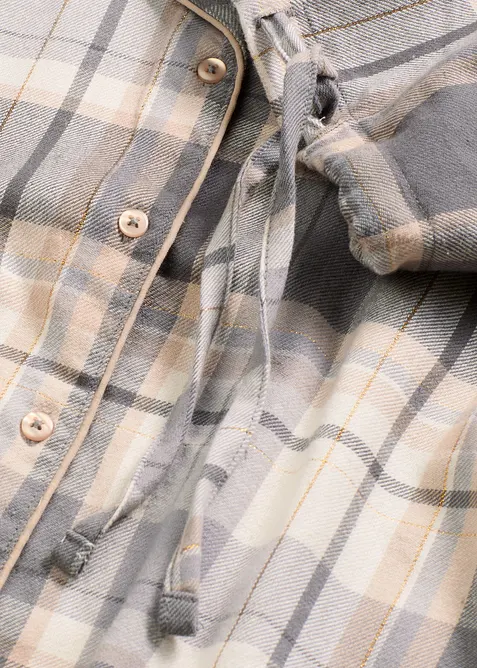 Flenellen pyjama met glittergaren en tasje, bonprix