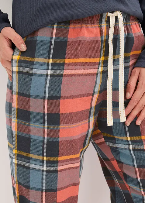 Pyjama met geribd shirt en flanellen broek van glittergaren, bonprix