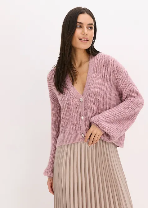 Oversized vest met glanzend garen en wol, bonprix